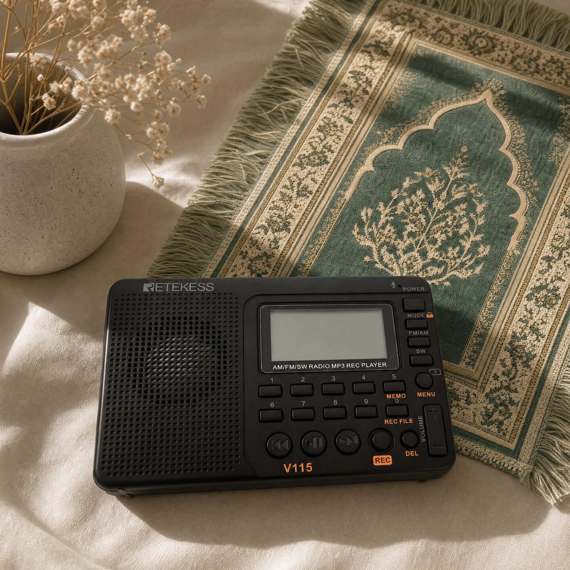 Quran-Radio auf Gebetsteppich